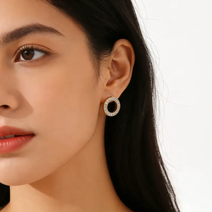 Modernos Aretes de Acero Inoxidable 304 Chapados en Oro de 18K, Estilo Dulce, Microincrustaciones, Corazón Hueco y Redondos, Ideales para Citas - Product Image 2