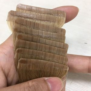 Vente en gros de rallonges de cheveux brun clair qualité luxe Remy raides et minces extensions de cheveux teints en ruban adhésif traitées chimiquement - Product Image 2