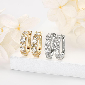 Boucles d'oreilles élégantes en argent sterling 925 avec diamants, bijoux classiques de haute qualité, cadeau pour femmes et filles - Product Image 1