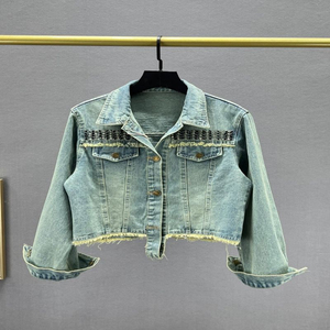 แจ็กเก็ตยีนส์มีกระดุมสำหรับผู้หญิงแจ็กเก็ตยีนส์แบบลำลองสำหรับผู้หญิงเสื้อคลุมยีนส์มีกระดุมแบบปรับแต่งได้สำหรับ2025 - Product Image 3