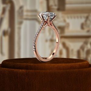 แหวนเพชรทรง Asscher 1 กะรัต ผลิตในห้องปฏิบัติการ แบบ 6 ก้าน ประดับเพชรแบบ Half Pave  ทอง 14k แหวนขอแต่งงาน ได้รับการรับรองจาก IGI แหวนเพชรแบบ Pave สำหรับเป็นของขวัญ - Product Image 5