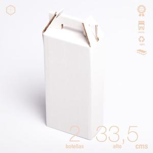 Estuche Blanco Automontable de Cartón con Asa para 2 Botellas de Vino para Regalos, Estilo Burdeos/Borgoa - Product Image 6