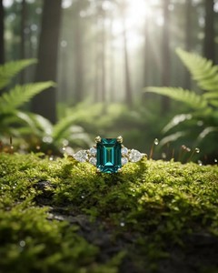 Anillo de Plata de Ley con Esmeralda Cultivada en Laboratorio y Detalles en Piedra Blanca AD, Plata 925, Joyería para Mujer, Venta al por Mayor OEM, Anillo de Esmeralda Cultivada en Laboratorio - Product Image 2