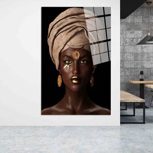 Tableau sur toile imprimé élégant représentant une femme africaine pour la décoration intérieure, ART SUR VERRE TÉRMÉTRAL - Product Image 1