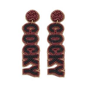 Pendientes de cuentas de semillas redondas bordadas hechas a mano clásicas Pendientes de gota de tendencia superior para mujeres y niñas de la India - Product Image 1
