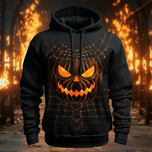 Custom Halloween <b>Hoodie</b> Men's Luxury Quality <b>Thermal</b> 100% Cotton Hooded Full Zip Us Drawstrings Customizable <b>Hoodie</b> - Product Image 2