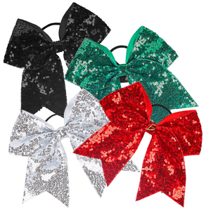 Fiocco elastico per capelli in verde, bianco, rosso e nero con finitura lucida, accessori per lo styling - Product Image 1