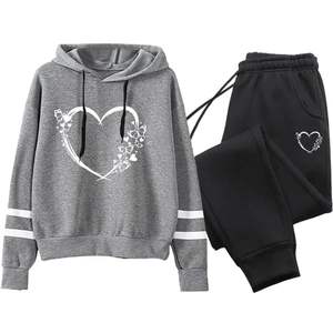 ชุดวอร์มผ้าฝ้าย2ชิ้นสำหรับวิ่งมีฮู้ดสำหรับผู้หญิงเสื้อผ้าลำลองสำหรับฤดูหนาวพร้อมโลโก้ตามสั่ง - Product Image 4