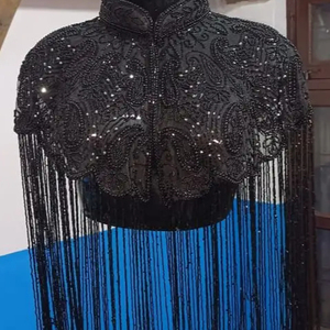 ชุดเดรสผ้าแคชเมียร์ถักลูกปัดประดับด้วยเลื่อมชุดเดรสคอวีแบบเข้ารูปทรงไม่สมมาตรสำหรับเทศกาลคลับ - Product Image 1