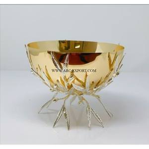 Wholesale Luxury Silver <b>Metal</b> Serving <b>Bowl</b> Customized Decorative <b>Bowl</b> Modern home and Kitchen Brass Fruits & Chocolate <b>Bowl</b> - Product Image 2