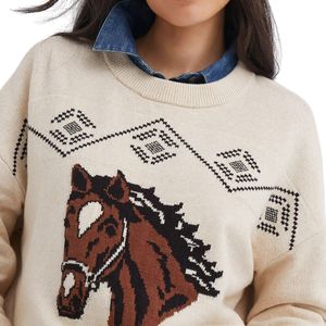 <b>Women's</b> Vintage Style Cotton Polyester Pullover <b>Sweater</b> Custom <b>Knit</b> Winter Tops Embroidery Button Decor Front Quick Dry USA - Product Image 3