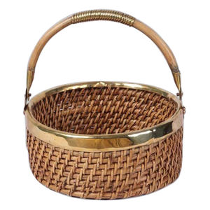 Panier de rangement en rotin pour fruits, aspect traditionnel, finition naturelle, pour hôtels, à suspendre. - Product Image 1