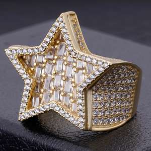 9.00Ct Hip Hop Rond et Baguette Diamant VVS Moissanite Ice Out Or Jaune Bague Anniversaire Homme Argent Sterling 925 - Product Image 5