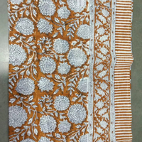 Nappe de table élégante et stylée à motif floral rose, 100 % coton, écologique, imprimée à la main au bloc, vente directe d'usine, logo personnalisé