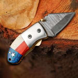 Navaja Plegable de Bolsillo de Acero de Damasco Forjada a Mano, Navajas Tácticas Plegables EDC, Acero de Damasco Personalizable OEM - Product Image 3
