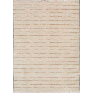 Alfombras de lana fina suave anudadas a mano Hula Silver Sage/Cloud White, a rayas abstractas, para entrada, pasillo, sala de estar, rectangulares, tipo rompecabezas - Product Image 1