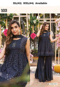 Meilleur Tissu Nouvelle Arrivée Premium Georgette Broderie Travail Kurti Pantalon Avec Dupatta Fabricant De Mode Pour Femmes - Product Image 4