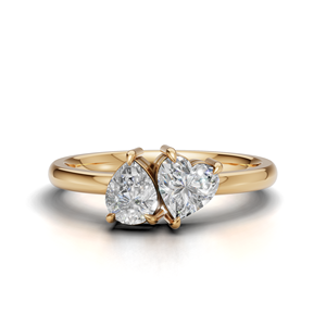 IGI Certified Lab Grown Diamond Toi Et Moi <b>Ring</b> 18K Yellow / White & Rose Gold Pear & Heart Shape Engagement <b>Ring</b> for Women - Product Image 1