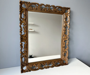 Grand miroir vintage à cadre en bois sculpté avec verre biseauté Miroir de vente à chaud Décor de luxe Miroir vertical en verre antique - Product Image 1