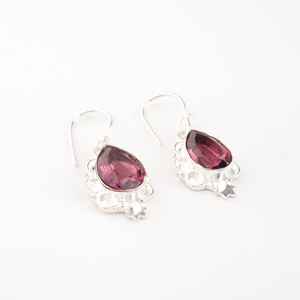 Boucles d'oreilles en argent sterling plaqué or avec pierre précieuse rhodolite, forme de goutte de poire, fabrication artisanale, bijoux élégants pour femmes, cadeau de fête - Product Image 2