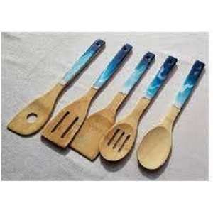 Logo personnalisé Cuillère à salade en bois et résine de haute qualité Couverts design classique pour les fêtes disponibles - Product Image 2