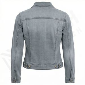 Chaqueta Varsity Casual Desgastada y Rasgada para Mujer, de Mezclilla de Calidad, Ajustada, con Lino, Spandex, Impermeable, Reversible y Transpirable - Product Image 2