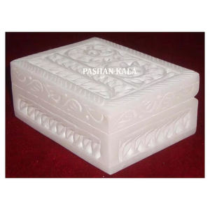 Cajas de joyería talladas en mármol blanco hechas a mano de alta calidad, forma Rectangular para boda, decoración del hogar y propósito de regalos - Product Image 1