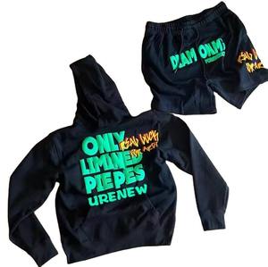 Sudaderas con capucha Pantalones cortos Traje de sudor Logotipo personalizado Paneles cortavientos de nylon Conjunto de pantalones cortos Sudadera con capucha y pantalones de chándal Conjunto Hombres chándales transpirables - Product Image 1