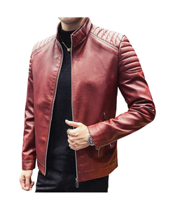 แจ็กเก็ตหนังแท้สำหรับผู้ชายแจ็กเก็ตหนังแท้มีซิปดีไซน์ใหม่ - Product Image 1