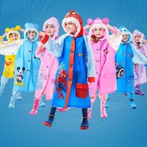 #801 Reusable EVA Raincoat for Girls Large & XL Size with <b>Inflatable</b> Brim and Cartoon Design for School <b>Backpacks</b> - Product Image 1