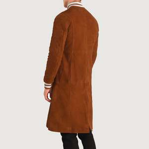 Wilde Brown Vintage Varsity Coat <b>Suede</b> Genuine Leather PU Casual College Style Embroidered Technics Available XS 6XL for Autumn - Product Image 5
