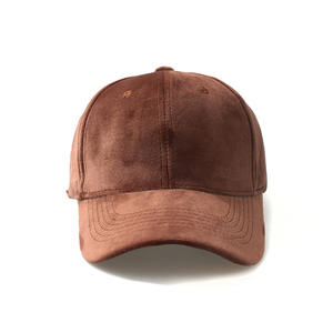 Sombreros deportivos de ala curva de 6 paneles con logotipo personalizado, gorras de béisbol de ante liso estructuradas de estilo callejero para invierno y otoño, sombreros de terciopelo - Product Image 2