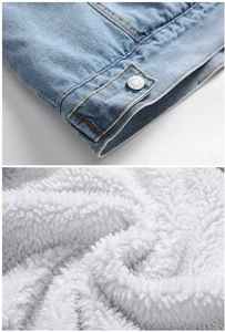 Veste en jean en peau de mouton pour homme, tendance hiver 2025, chaude, en polaire épaisse, veste en denim, vêtements d'extérieur - Product Image 3