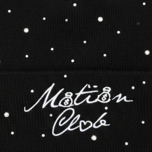 Unisex Rhinestone Knit <b>Beanie</b> Black Crystal Studded Winter Hat Soft Stretch <b>Streetwear</b> Cuffed Skull Cap - Product Image 6