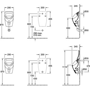 Urinario de Succión Compacto V&B 290x490x245mm Blanco O De We de VILLEROY & BOCH - Product Image 3