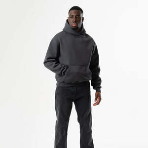 Haute qualité 100% coton poids lourd hommes sweats à capuche surdimensionnés 3D broderie Logo sérigraphie personnalisable hiver thermique - Product Image 2