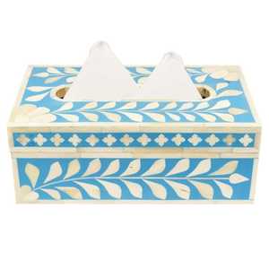 SAMI HANDICRAFTS Boîte de rangement carrée pour serviettes en os incrusté, faite à la main, couleur et taille personnalisables, design moderne pour la maison et l'hôtel - Product Image 1