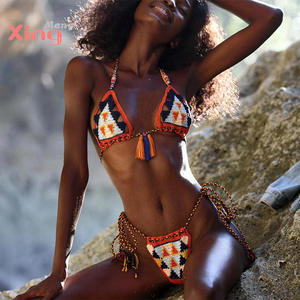 Custom European American Style Backless Lace-Up <b>Sexy</b> Crochet <b>Bikini</b> <b>Set</b> New Color Crystal Triangle Waist Source Factory <b>Set</b> - Product Image 2