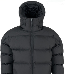 Veste doudoune bouffante chaude d'hiver à manches longues personnalisée pour hommes fermeture éclair métallique doublure en polyester épais brillant teint uni - Product Image 1