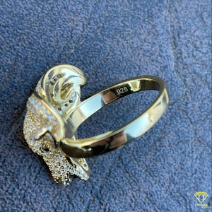 แหวนหัวสัตว์ชุบทองที่ไม่เหมือนใครพร้อมหินวิบวับที่ปลูกและดวงตาอันโดดเด่นสีดำเครื่องประดับสำหรับผู้ชายและผู้หญิง - Product Image 5