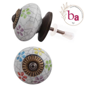 Poignée d'armoire à tiroirs en métal polyvalente peinte à la main boutons de fleurs craquelés en céramique industrielle pour chambre à coucher salon école - Product Image 1