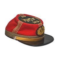 Gorra de Caballería Estadounidense de la Guerra Civil, Unión Estatal M, de Lana Roja y Gris con Ribete Dorado