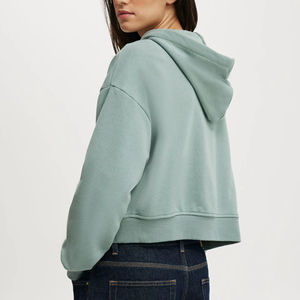 New Custom Design <b>High</b> Quality Casual Women Winter Hooded Crop <b>Top</b> Hoodies Custom Printing Fleece Fabric Windproof Breathable - Product Image 5