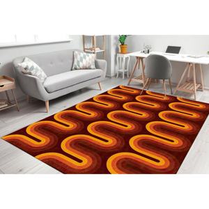 Tapis marron style années 70 : Tapis de couloir rétro orange, avec poils doux - Product Image 1