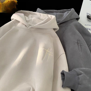 Geehu Logo de broderie Sweat à capuche en tissu suédé épais Sweat à capuche surdimensionné Hommes Blanks Sweats à capuche en daim - Product Image 1