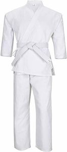 Juego de Karate Gi blanco con cinturón Uniforme de artes marciales unisex ligero y duradero para entrenamiento, ideal para principiantes y estudiantes - Product Image 2