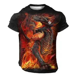 T-shirt All Over completamente stampata personalizzata Dragon Design manica corta Slim Fit traspirante o-collo sublimata t-shirt