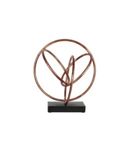 Décoration de bureau moderne ronde en aluminium doré de 8 pouces, faite à la main, avec base effet bois - Product Image 5