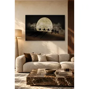 Impression sur toile : Caravane de chameaux Fida dans le désert avant une pleine lune - Product Image 4