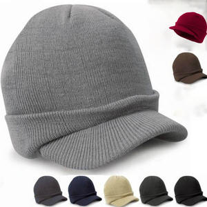 Gorras de Invierno Personalizadas con Texto, Logotipo o Imagen, Gorro de Punto con Visera para Hombre, Gorros Cálidos y Gruesos para Exteriores - Product Image 1